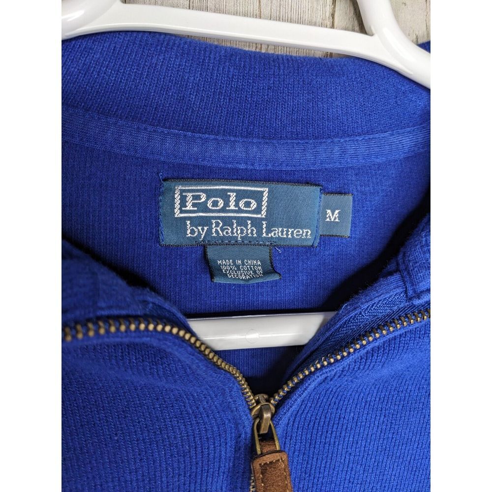 Polo Ralph Lauren‎ Pullover Mens Medium BLUE 1/4 Zipper Sweater Shirt Pony Logo - Picture 3 of 9